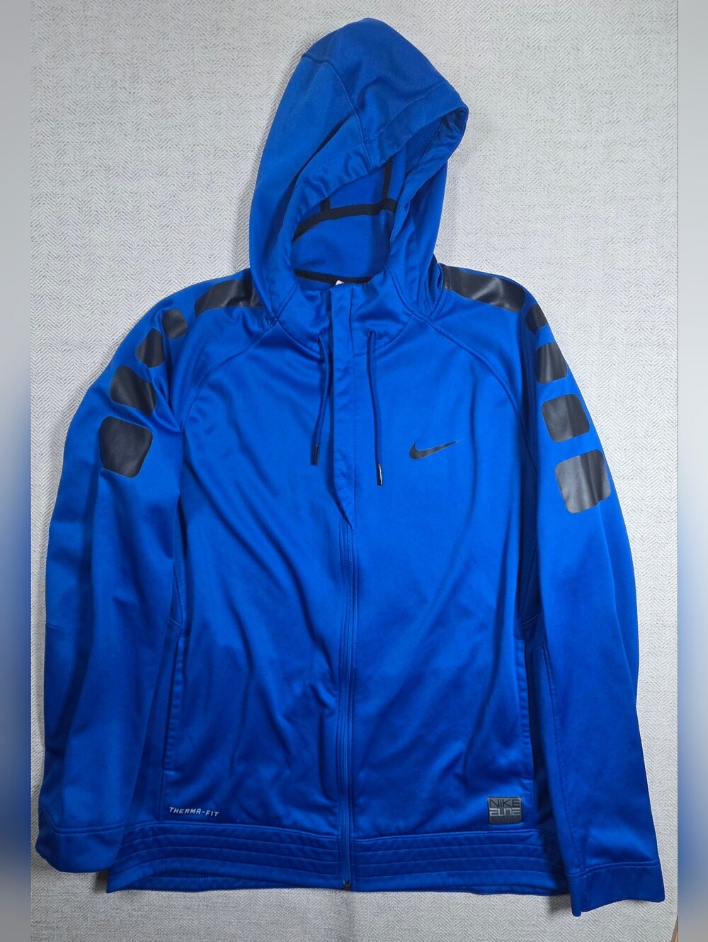 Nike Elite Therma Fit Hoodie Mens L Full Zip Blue Black